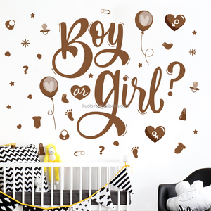 Ragazzo o ragazza Slogan inglese oro adesivi <span class=keywords><strong>murali</strong></span> Baby Room bambino rivelare festa decorazione carta da parati autoadesiva PVC adesivi <span class=keywords><strong>murali</strong></span> - Product Image 2