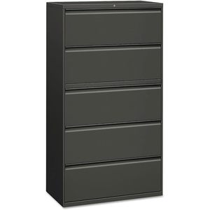 Archivador lateral Alera de 5 cajones, 36 x 18.63 x 67.63 pulgadas, color carbón, con 5 cajones para tamaño legal/letter/A4/A5 - Product Image 1