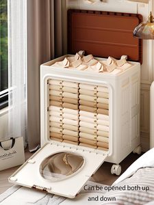 Fashion Visible PP <b>Plastic</b> Storage Box for Clothing & Bedding Foldable with Universal <b>Wheels</b> 150L Capacity Modern Design - Product Image 4