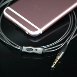 Cable de audio con blindaje de lámina trenzada, conector de 3,5 mm para auriculares de teléfono móvil con micrófono, gris metálico - Product Image 3