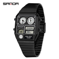 Jam Tangan Pria SANDA 3192 Sport, Jam Tangan Mewah untuk Pria, Layar Ganda, Tahan Air, Jam Tangan Digital Kreatif