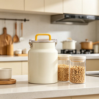 Boîte de rangement circulaire en acier inoxydable coloré, étanche à l'humidité, avec poignée, design moderne et minimaliste, multi-capacités, pour la maison