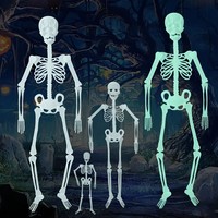 Effrayant Halloween accessoires lumineux suspendus squelette Halloween fête maison extérieur cour jardin décoration mobile lueur faux crâne