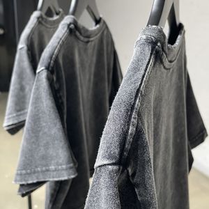 T-shirt Crop Top Ricamata con Lettere Vintage Personalizzata 305g da <span class=keywords><strong>Donna</strong></span>, <span class=keywords><strong>Nera</strong></span> Distressed con Collo a O, Lavaggio Acido, Taglia 2XL, Stile Ufficio - Product Image 3