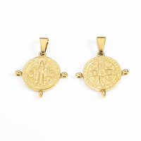 Pendentifs ronds en acier inoxydable à motif Vierge Marie, soudés, double face, style Hip-hop Punk, pour colliers ou chaînes de pull