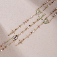 Collier chapelet catholique pour femme avec croix chrétienne plaquée or imitation perle Zircon Style religieux bijoux chrétiens
