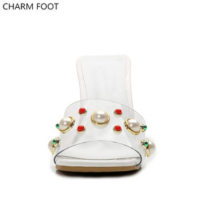 Di modo <span class=keywords><strong>con</strong></span> scintillio grande formato trasparente womans <span class=keywords><strong>tacco</strong></span> alto di cristallo Pantofola - Product Image 4