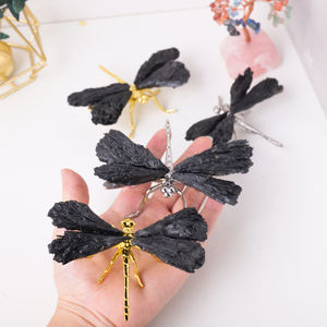 Libélula de turmalina negra de cristal natural al por mayor, Libélula de cristal tallada a mano para regalo de cristal - Product Image 1