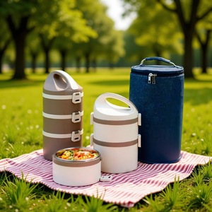 กล่องอาหารกลางวันสแตนเลสทรงกระบอกความจุขนาดใหญ่พร้อมที่จับสำหรับนักเรียนพนักงานออฟฟิศปิกนิกกล่องเบนโตะ - Product Image 1