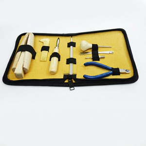 Kit d'outils professionnels pour la pose de pierres, 8 pièces, outils de réparation de bijoux et de pierres précieuses avec étui de rangement en cuir véritable |    GS1843B - Product Image 1