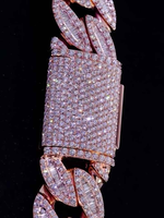 Cadena de eslabones cubanos de moissanita de 18 mm de gran venta, corte baguette helado VVS, pasa la prueba del diamante, incluye bolsa, chapado en oro de 14k y 10k