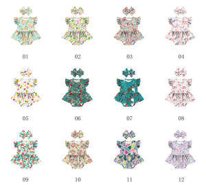 LT-469-YXW Al por mayor Pelele de verano con volantes y estampado floral para bebé, Pelele de seda para bebé con volantes, Fabricado en Yiwu - Product Image 6