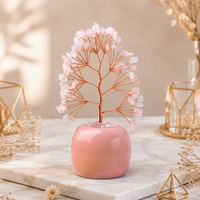 Élégant arbre en copeaux de pierres précieuses avec fil de cuivre et copeaux de pierres mélangées pour ornement de salon et cadeau d'anniversaire