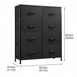 Commode moderne à 8 tiroirs en tissu avec structure en acier inoxydable, organisateur de rangement pour chambre à coucher, vente en gros - Product Image 1
