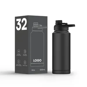 Nouveau design 304 bouteille de sport aquatique sous vide en acier inoxydable avec booster en silicone