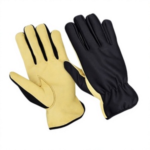 Gants d'assemblage en cuir JNA GROUP 11 oz sans silicone jaune noir entièrement lisses antidérapants résistants à l'abrasion usage général - Product Image 1