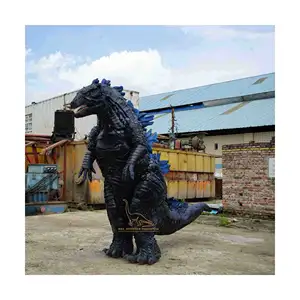 เครื่องแต่งกายเดินไดโนเสาร์ผู้ใหญ่ที่เหมือนจริง สัตว์ Animatronic ที่สมจริง Godzilla เครื่องแต่งกายไดโนเสาร์สําหรับการแสดงกิจกรรมไดโนเสาร์