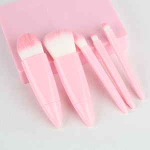 5Pcs Mini Travel Makeup Brush Set with Mirror Complete Cosmetic Beauty Kit - Product Image 3