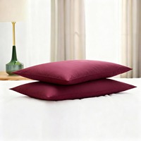 Oreillers plats ultra-minces personnalisables en usine, lot de 2, extra doux, alternative au duvet, pour dormeurs sur le ventre et le dos, bordeaux