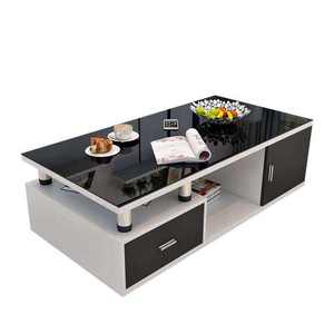 Mueble de TV de Vidrio Templado y MDF con Cajones, <span class=keywords><strong>Mesa</strong></span> de Centro Moderna y Minimalista para Sala de Estar, Fácil de Armar - Product Image 5