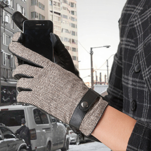 <span class=keywords><strong>Gants</strong></span> en cuir de mouton chauds d'<span class=keywords><strong>hiver</strong></span> pour hommes <span class=keywords><strong>Gants</strong></span> en laine à la mode pour les sports de plein air cyclisme fête Style uni - Product Image 4