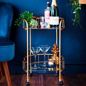 Carrito de Té con Ruedas Doradas, Carrito de Té <span class=keywords><strong>y</strong></span> Café Árabe, Carrito de Metal de Lujo para Hotel <span class=keywords><strong>y</strong></span> Restaurante, Mesa de Té con Ruedas - Product Image 4