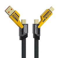 Kabel Data Pengisian Cepat Tipe-C 4-in-1 Berbahan Nilon Kepang dan Paduan Seng (PD 27-65W, Gaya Blade King Mecha)