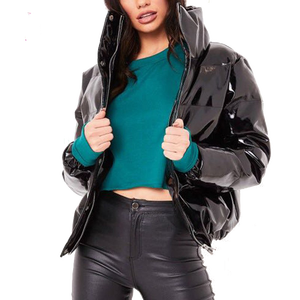 black vinyl puffer jacket