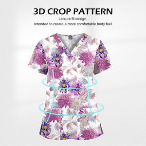 Uniformes Médicos VIAOLI Elásticos para Enfermería, Blusas con Estampado Diario/Festivo, Twill con Spandex/Poliéster, Manga Corta, Venta al por Mayor para Salones Médicos - Product Image 3