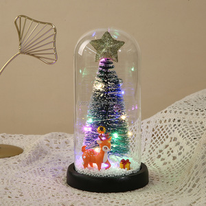 Dekorasi Natal kubah kaca bening LED, pohon Natal dan mawar Mini dengan dasar kayu untuk Hari Ibu terlaris - Product Image 4