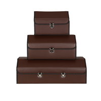 Boîte de rangement de luxe moderne pour voiture, 30 pouces, en cuir PU, pliable, organisateur de coffre avec couvercle, 3 compartiments