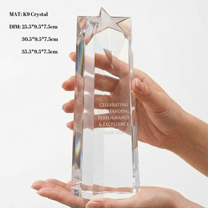 Trophée étoile en cristal K9 personnalisé, <span class=keywords><strong>plaque</strong></span> pilière inclinée gravée sur mesure pour la reconnaissance des champions des ventes et l'excellence corporative - Product Image 4