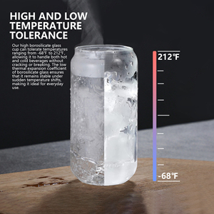 Vaso <span class=keywords><strong>de</strong></span> <span class=keywords><strong>Vidrio</strong></span> Borosilicato <span class=keywords><strong>de</strong></span> 12oz/16oz en Forma <span class=keywords><strong>de</strong></span> Lata, Vaso Transparente Tipo Mason Jar para Cerveza <span class=keywords><strong>con</strong></span> <span class=keywords><strong>Tapa</strong></span> <span class=keywords><strong>de</strong></span> Bambú <span class=keywords><strong>y</strong></span> Pajita - Product Image 4