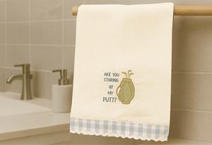 Are You Staring At My Putt Golf Linen Guest <b>Towel</b>, Funny Golf Quote Hand <b>Towel</b>, Premium Linen Cotton Blend - Product Image 3
