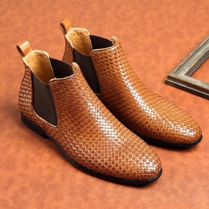 Botas de Tobillo para Hombre, Primavera-Otoño, Parte Superior de Cuero Genuino con Estampado de Leopardo, Suela de Goma, Impermeables, para Trabajo - Product Image 4