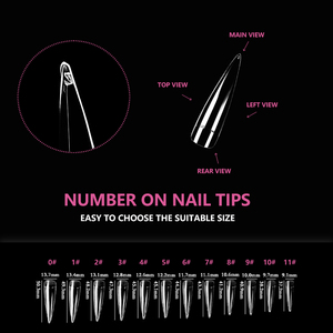 JIEYU PMMA/ABS Pointes d'ongles longues et pointues, couvrant entièrement l'ongle, transparentes, n'endommageant pas les ongles, pointes d'ongles carrées effilées pour les débutants en manucure - Product Image 4
