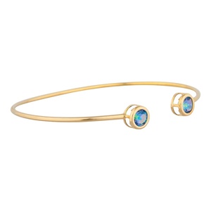 14Kt Gold Blue Mystic Topaz Round Bezel Setting Luxury Women's <b>Bangle</b> <b>Bracelet</b> - Product Image 2