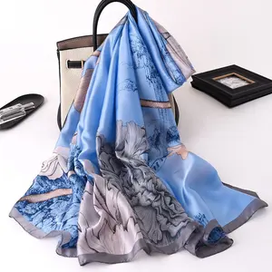 90*180cm New Fashion Muslim Scarves Women Shawl Silk Satin Hijab Female Bandana Long Ladies foulard wrap kerchief muffler