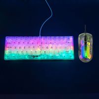 HXSJ 60% Transparent RGB rétro-éclairé Mini clavier de jeu filaire souris Combo Ultra-Compact 60% pour PC/Mac Gamer USB