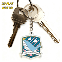 Porte-clés en acrylique imprimé UV motif baleine, design drapeau Liberté Sagesse avec anneau et chaîne métalliques, accessoire fantaisie inspirant