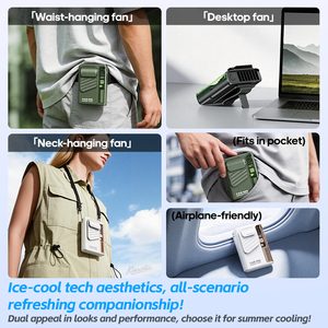 2026 hot sale 4000mah USB Rechargeable Waist Fan with Digital Display Neck Wearable Hands-Free Outdoor Sports Cooling Fan - Product Image 4