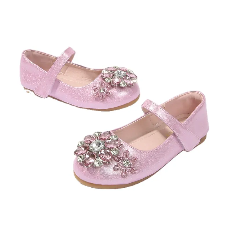 लड़कियों के डायमंड प्रिंसेस शूज़ स्प्रिंग नए बच्चों के मुलायम तलवे वाले जूते, 8 साल की लड़की के मंच प्रदर्शन के लिए क्रिस्टल जूते