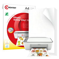 Papel Adhesivo Blanco A4 PET de 50 micras, Impermeable, de una Sola Cara, Activado por Agua, para Enmascarar