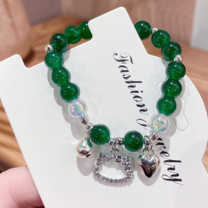 Braccialetto di perline di moda carino gattino campana ciondolo a cuore bracciale fatto a mano per bambini studenti - Product Image 5