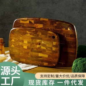 Acacia Wood Cutting Board <b>Set</b> 32x22x1.5cm 39.5x27.5x2cm Rectangle For Kitchen Use With Perforated Joints - Product Image 3