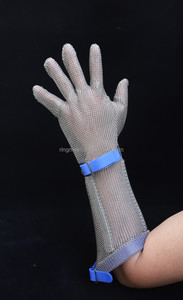 Guantes anticorte de malla metálica de 8cm, 15cm, 20cm con puño largo para carnicería e industria alimentaria, de acero inoxidable - Product Image 3