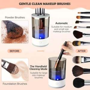 Limpiador de Brochas de Maquillaje Eléctrico Automático con Soporte Giratorio, Herramienta de Limpieza Rápida para Mujeres, Secado Rápido, Plástico - Product Image 5