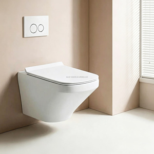 <span class=keywords><strong>WC</strong></span> <span class=keywords><strong>suspendu</strong></span> en céramique allongé au design moderne <span class=keywords><strong>pour</strong></span> salle de bain - Product Image 5