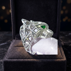 Iced Out Moissanite Diamond 925 Silver Rhodium Plated Cluster Men's Fashion Leopard <b>Ring</b> Prong Setting for Wedding Anniversary - Product Image 2