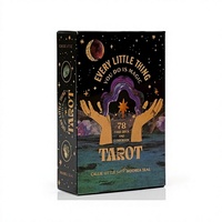 Cartes de tarot éducatives et de divertissement personnalisées avec boîte rigide magnétique |   Papier noir avec estampage à chaud doré pour la lecture des cartes de tarot